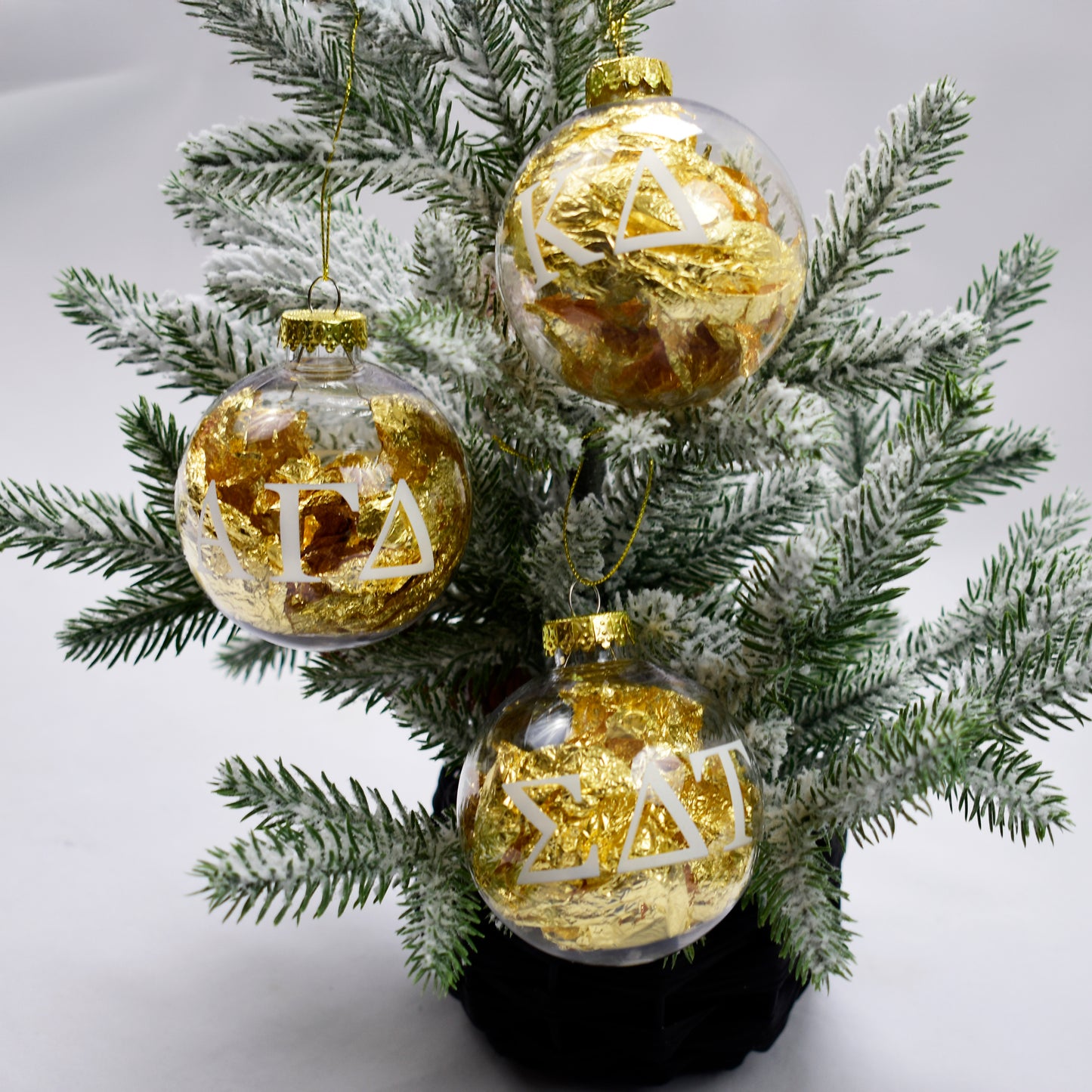 Delta Gamma Ornament - Clear Plastic Ball Ornament with Gold Foil