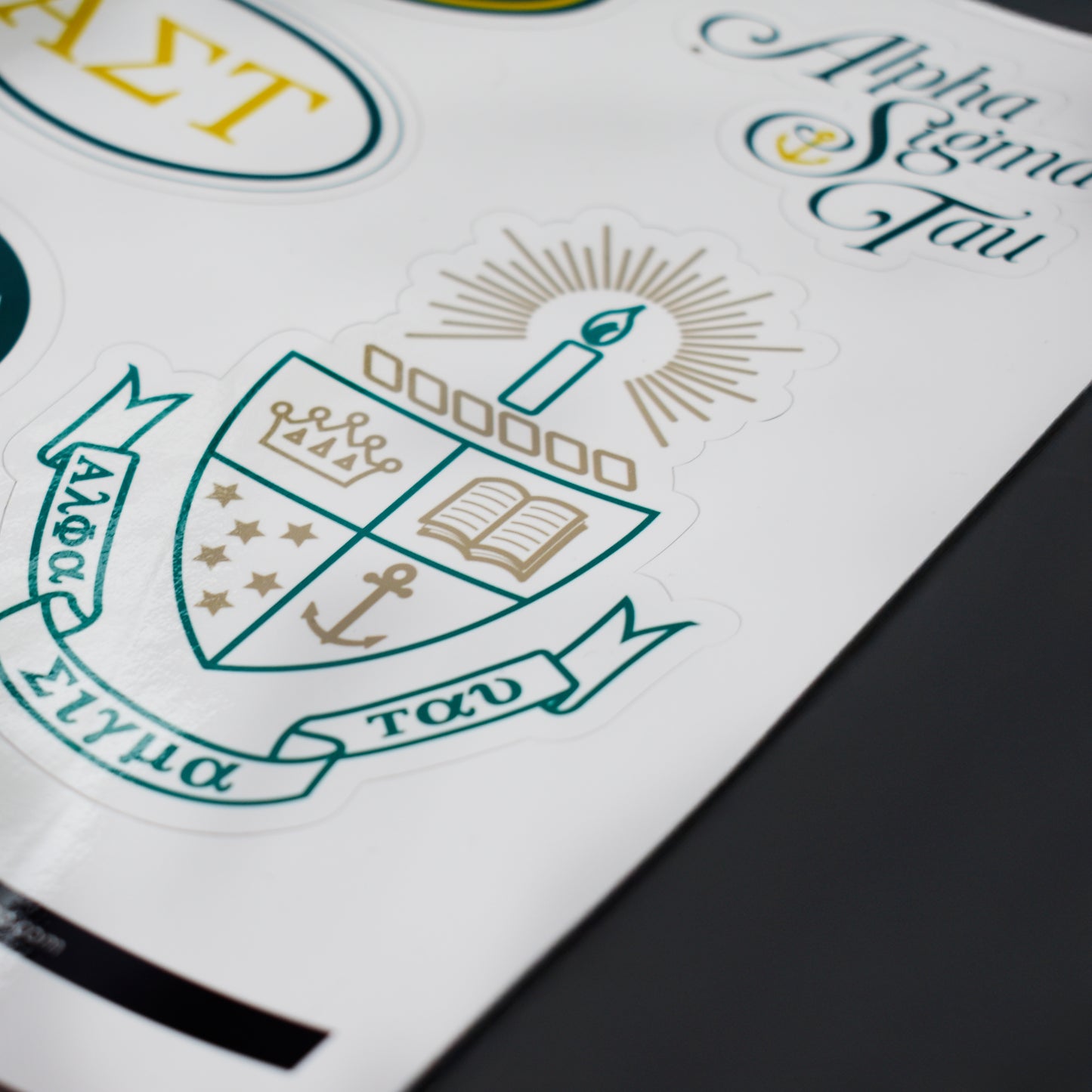 Omega Phi Alpha Fraternity Sticker Sheet- Brand Focus