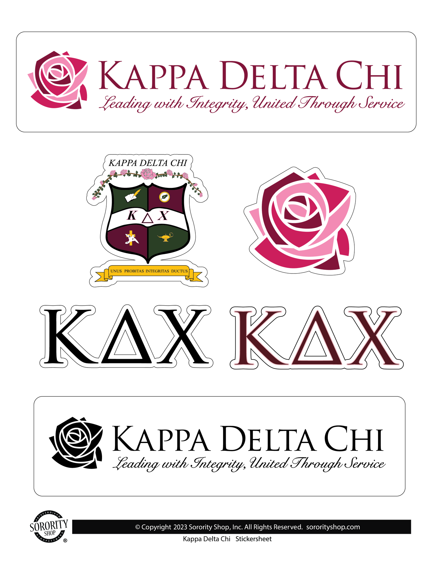 Kappa Delta Chi Sorority Sticker Sheet- Brand Focus