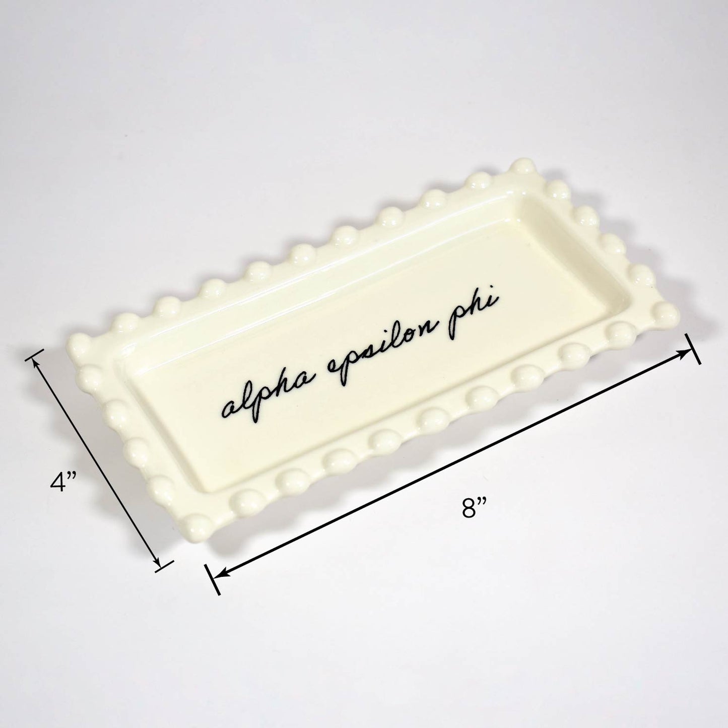 Phi Mu Jewelry Dish - Rectangular Cursive Script Sorority Name