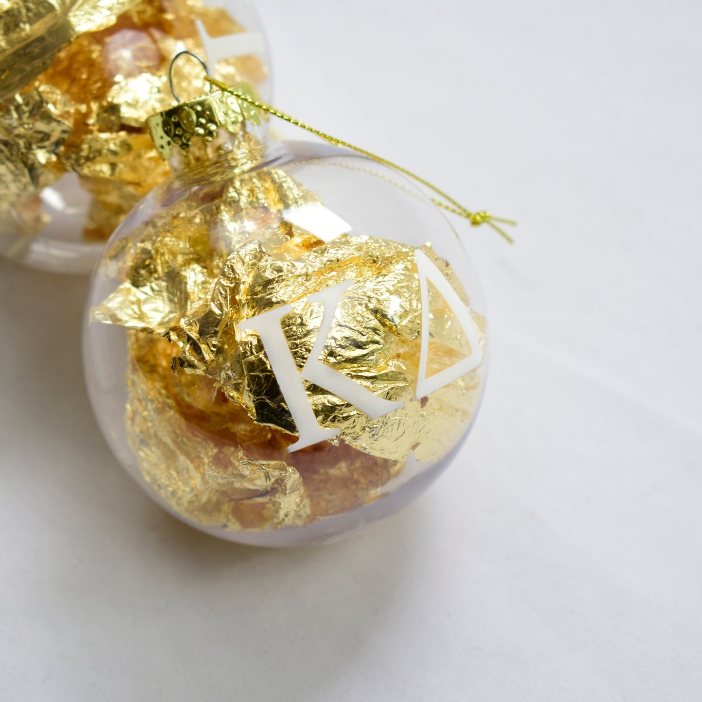Phi Mu Ornament - Clear Plastic Ball Ornament with Gold Foil