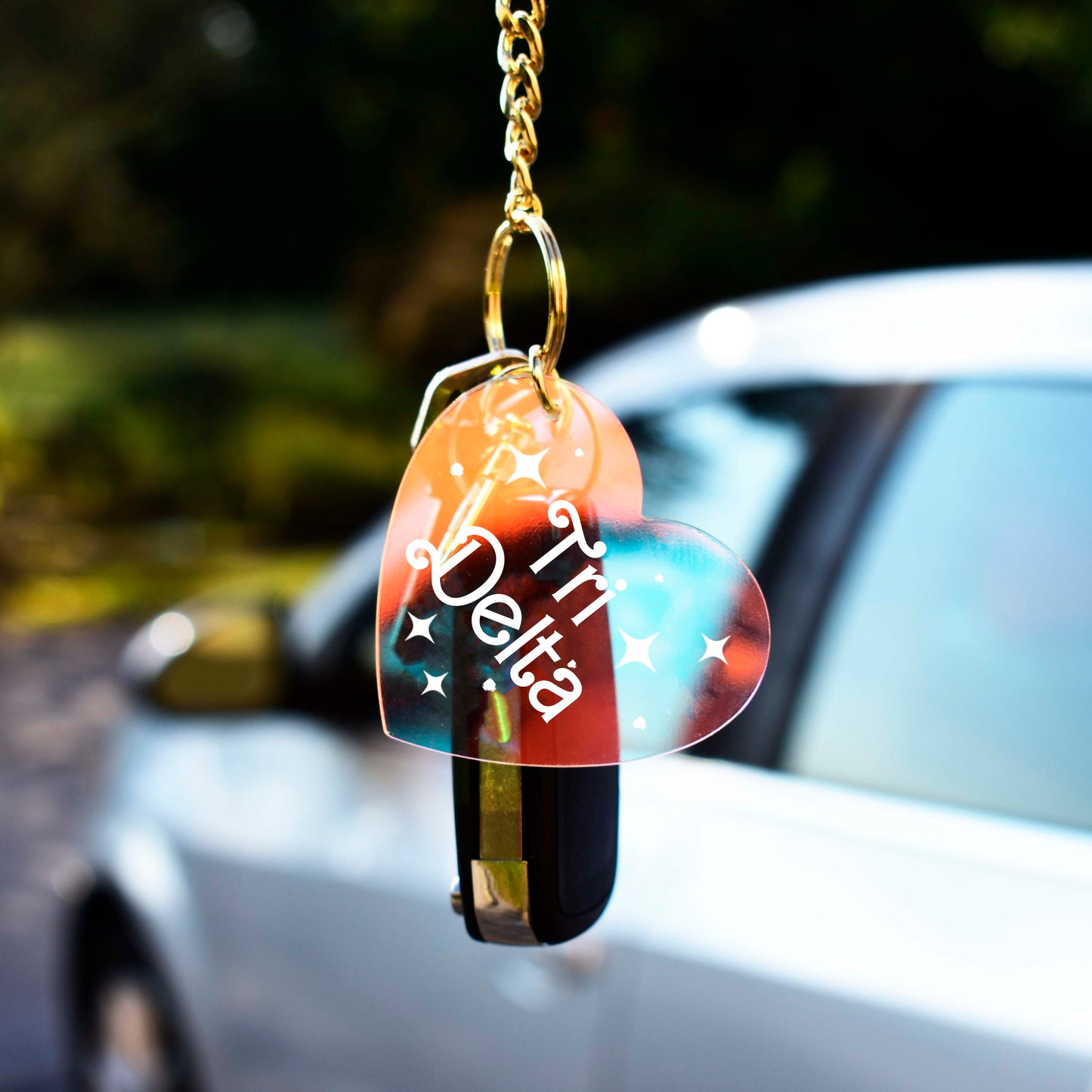 Alpha Epsilon Phi Keychain - Iridescent Heart Design