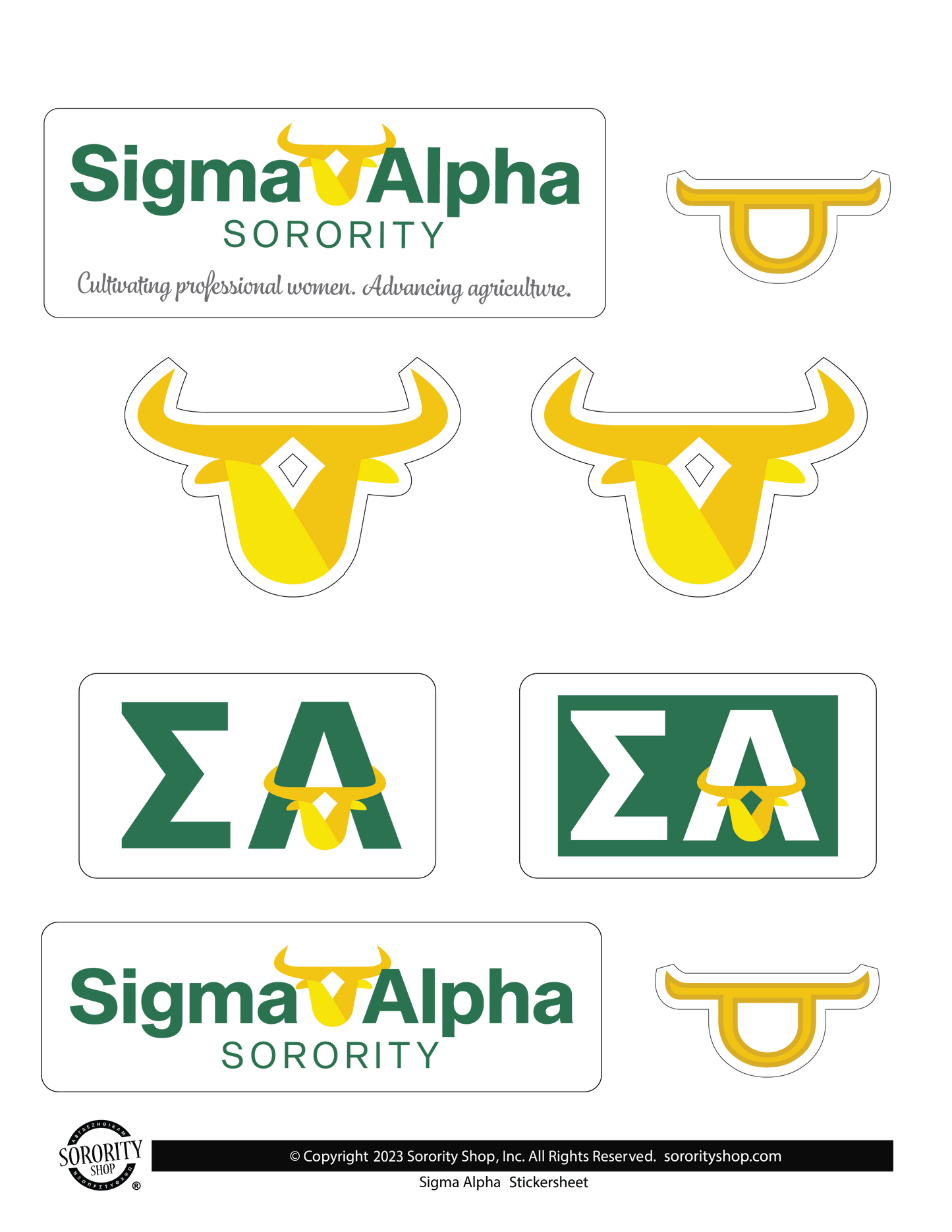 Sigma Alpha Sorority Sticker Sheet- Brand Focus