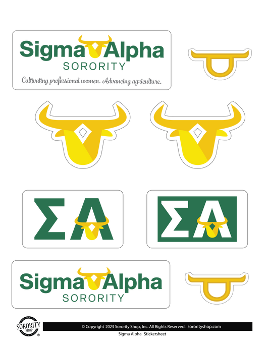 Sigma Alpha Sorority Sticker Sheet- Brand Focus