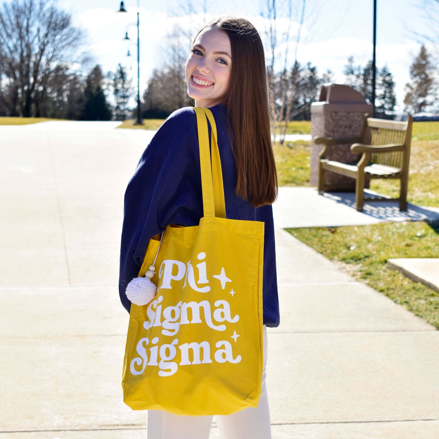 Phi Sigma Sigma Retro Pom Pom Tote Bag