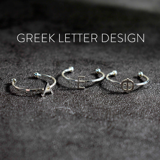 Alpha Xi Delta Silver Stacking Ring Set