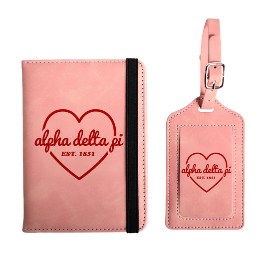 Alpha Delta Pi Passport Holder & Luggage Tag Travel Gift Set