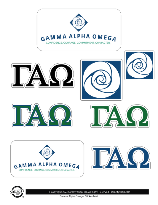 Gamma Alpha Omega Sorority Sticker Sheet- Brand Focus