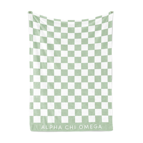 Alpha Chi Omega Blanket - Thick Checkered Sherpa Blanket