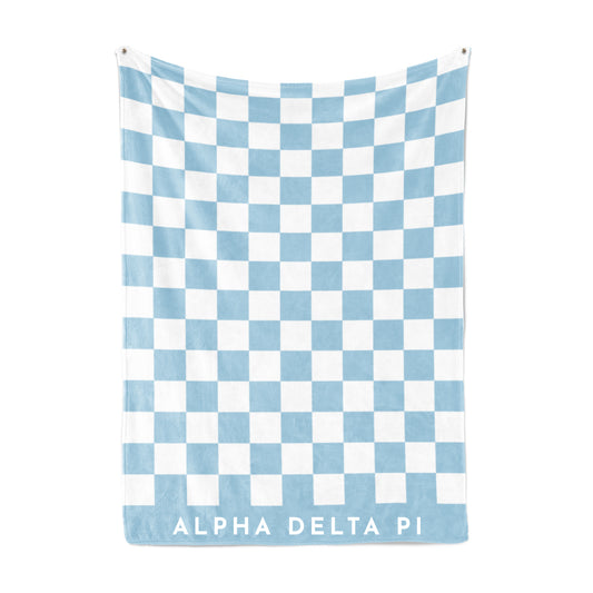 Alpha Delta Pi Blanket - Thick Checkered Sherpa Blanket