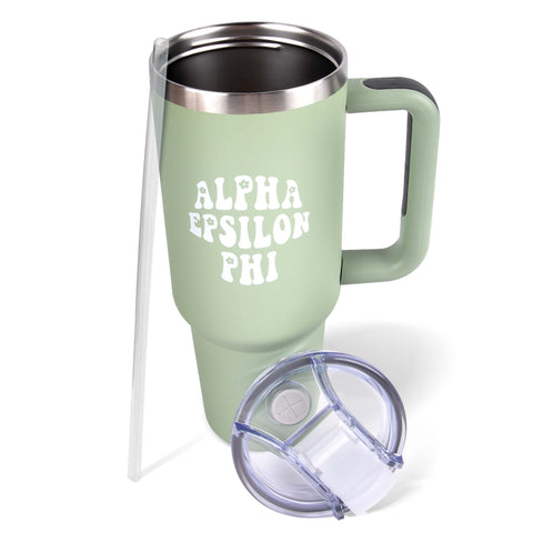 Alpha Epsilon Phi 40oz Stainless Steel Tumbler with Handle