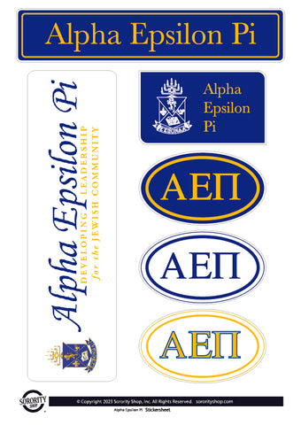 Alpha Epsilon Pi Fraternity Sticker Sheet- Brand Focus