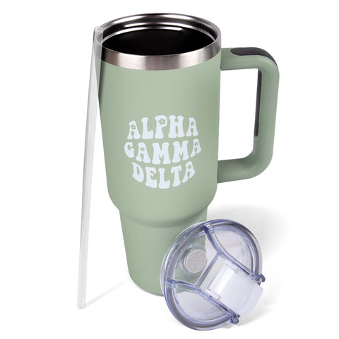 Alpha Gamma Delta 40oz Stainless Steel Tumbler with Handle