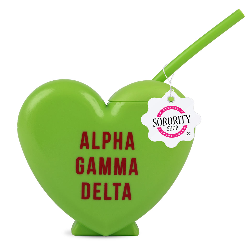 Alpha Gamma Delta Tumbler- Candy Heart Shaped