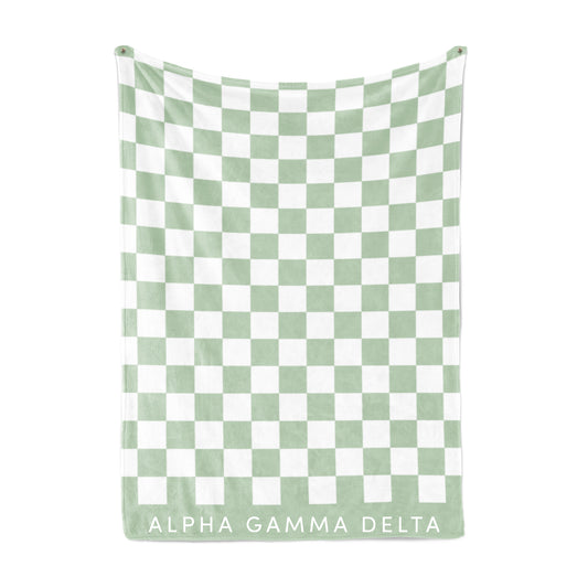 Alpha Gamma Delta Blanket - Thick Checkered Sherpa Blanket