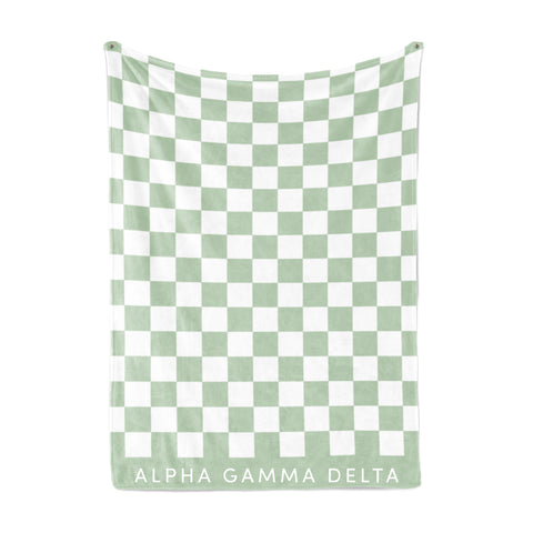 Alpha Gamma Delta Blanket - Thick Checkered Sherpa Blanket