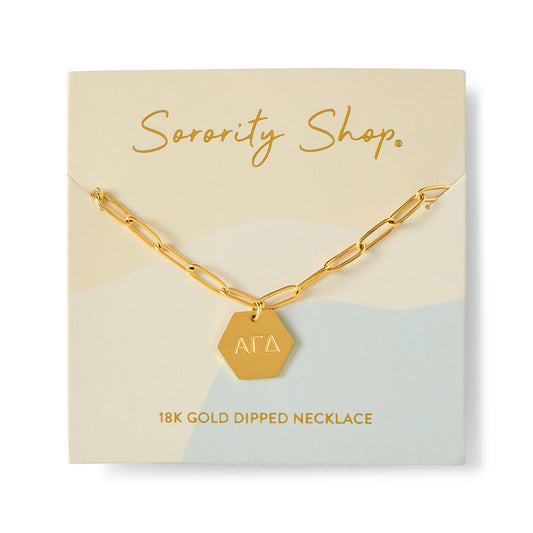Alpha Gamma Delta Paperclip Necklace with AGD Sorority Pendant