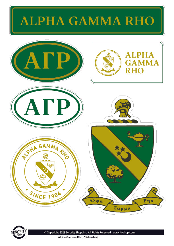 Alpha Gamma Rho Fraternity Sticker Sheet- Brand Focus