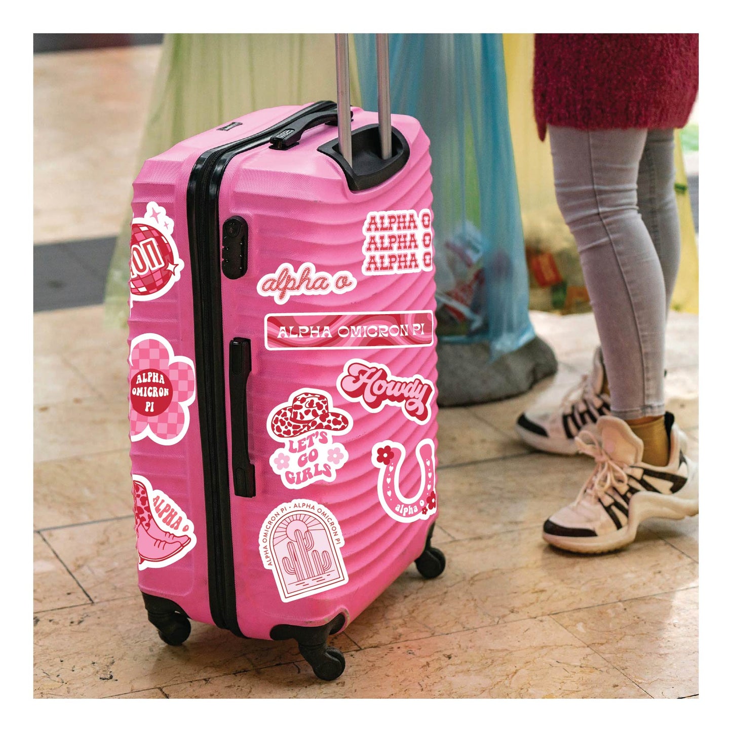 Alpha Omicron Pi Sticker Sheet - Western Disco Design