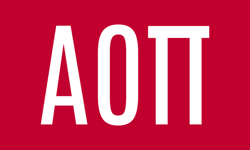 Alpha Omicron Pi Sorority Greek Letters Flag, Two-Color Design