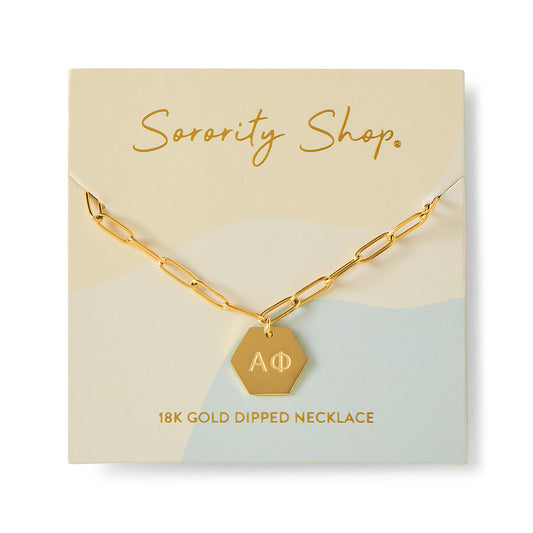 Alpha Phi Paperclip Necklace with AP Sorority Pendant