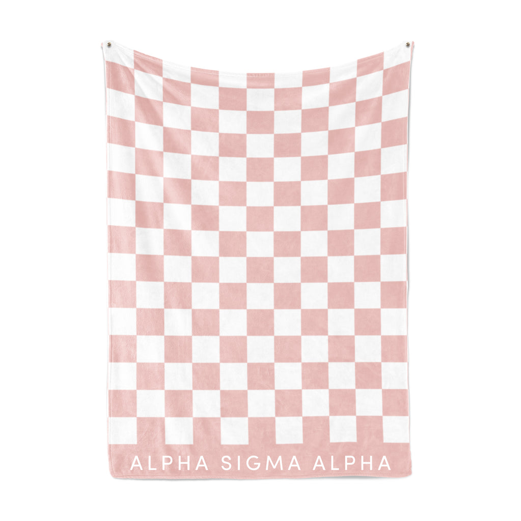Alpha Sigma Alpha Thick Blanket, Stylish Checkered Blanket 50in X 62in