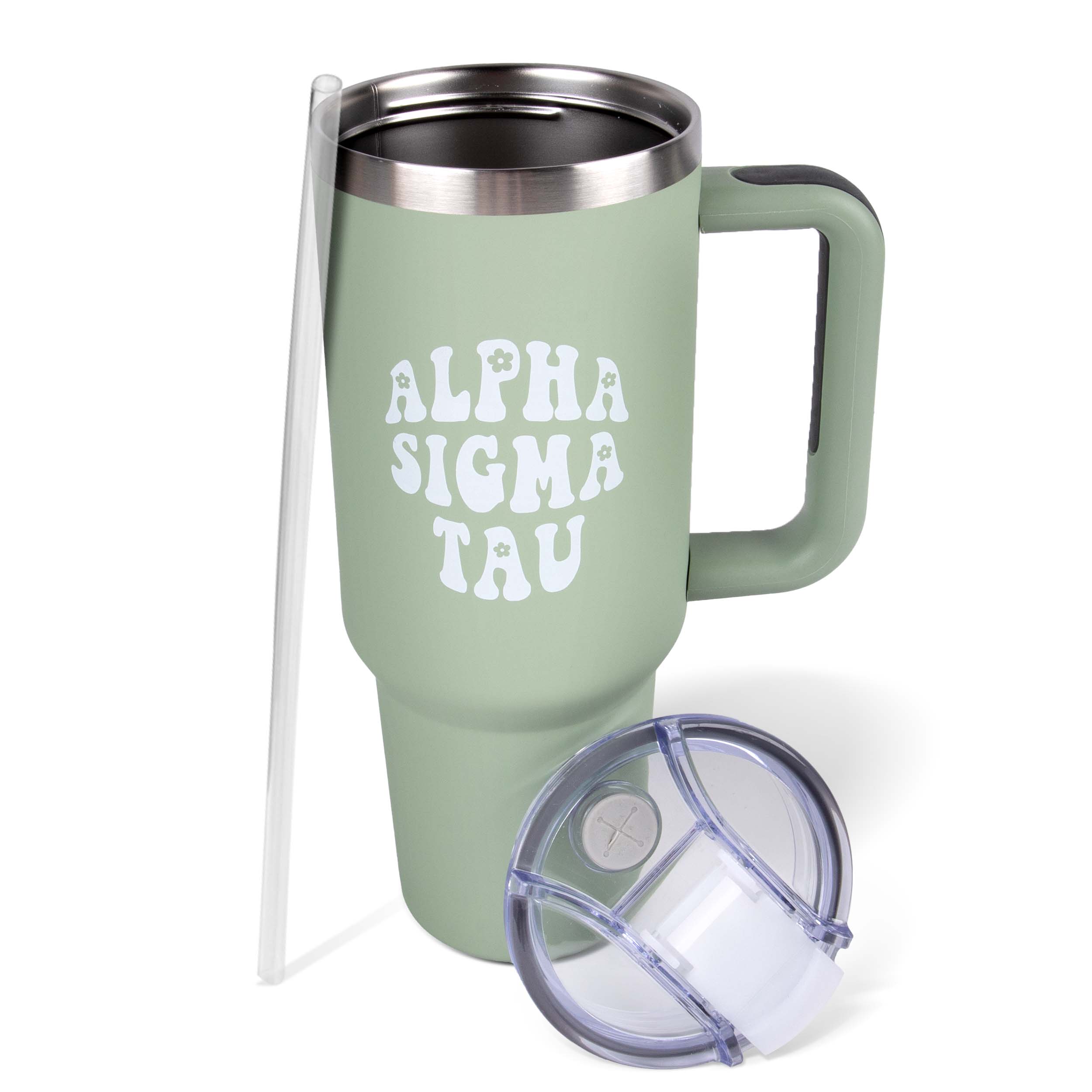 Alpha Sigma Tau 40oz Stainless Steel Tumbler with Handle – SororityShop