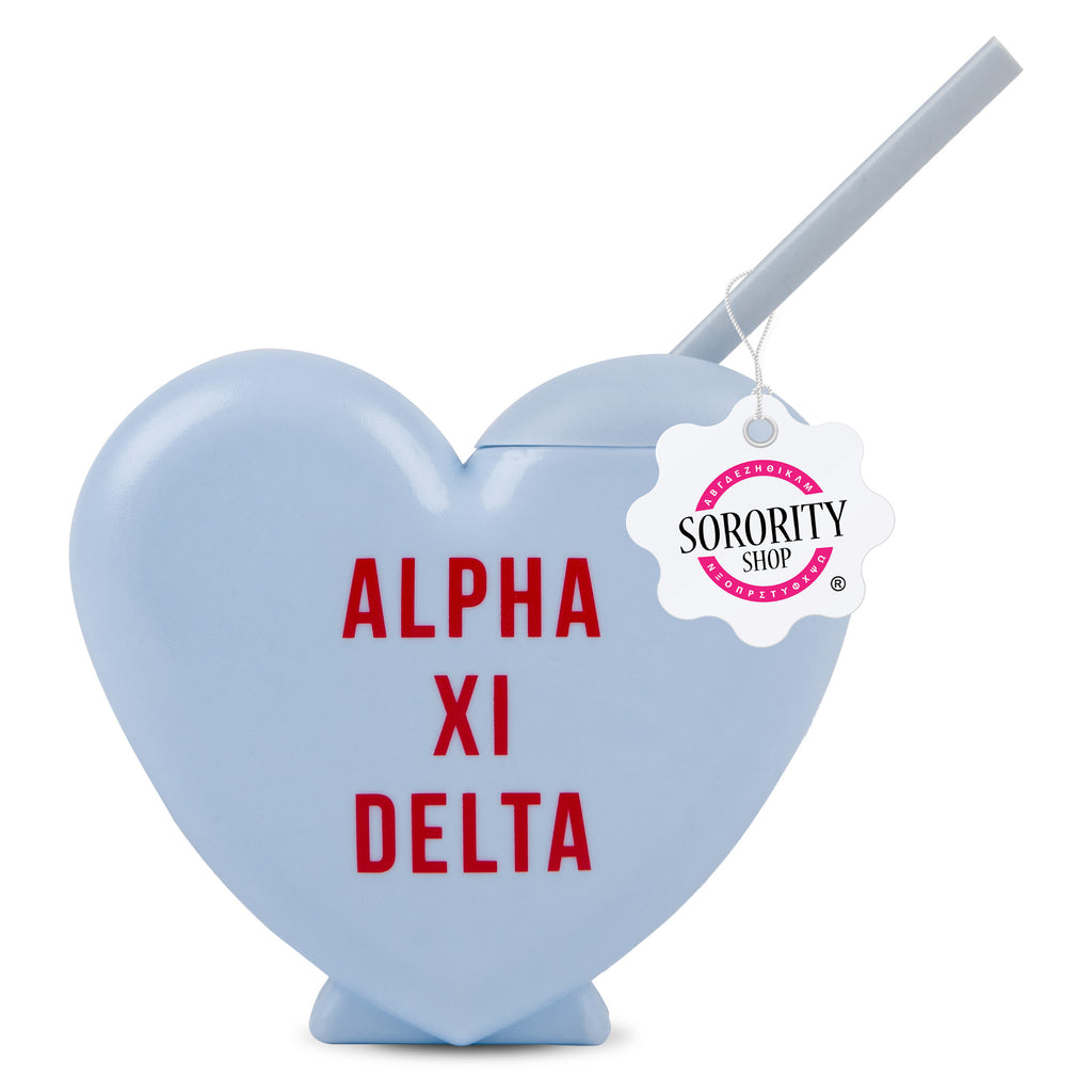 Alpha Xi Delta Tumbler- Candy Heart Shaped