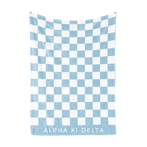 Alpha Xi Delta Blanket - Thick Checkered Sherpa Blanket