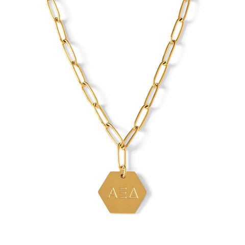 Alpha Xi Delta Paperclip Necklace with AXD Sorority Pendant