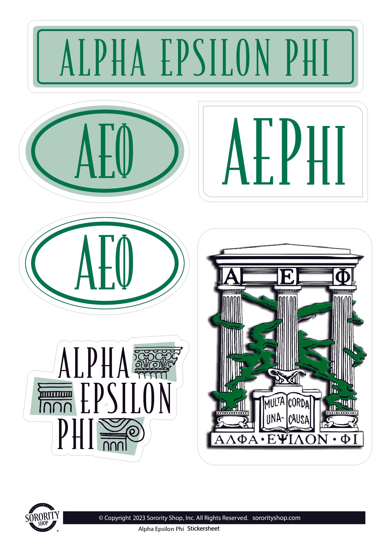 Alpha Epsilon Phi Sorority Sticker Sheet- Brand Focus – SororityShop