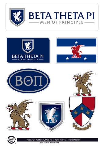 Beta Theta Pi Fraternity Sticker Sheet- Brand Focus