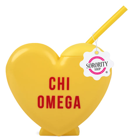 Chi Omega Tumbler- Candy Heart Shaped
