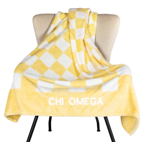 Chi Omega Thick Blanket, Stylish Checkered Blanket 50 in X 62 in