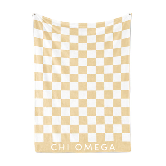 Chi Omega Blanket - Thick Checkered Sherpa Blanket