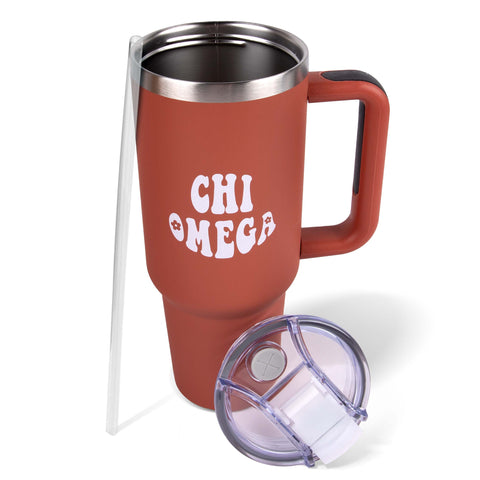 Chi Omega 40oz Stainless Steel Tumbler with Handle