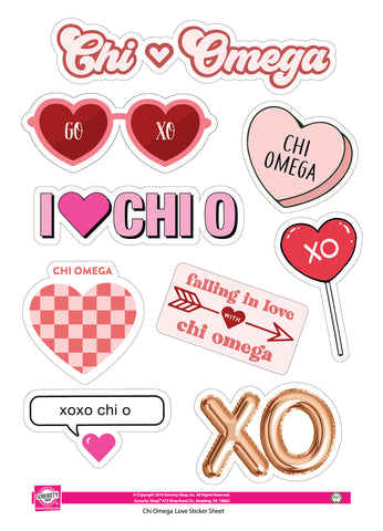 Chi Omega- Sticker Sheet- Love Theme