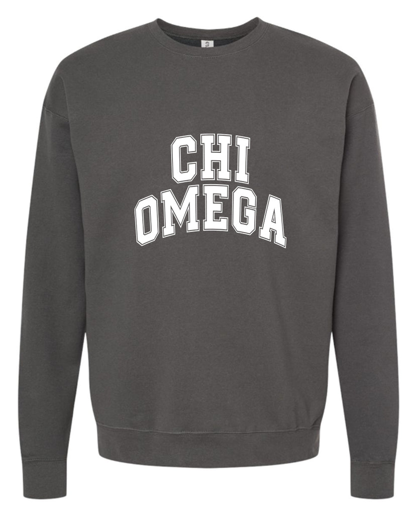 Chi Omega Sweatshirt- Crewneck Varsity Letters Design