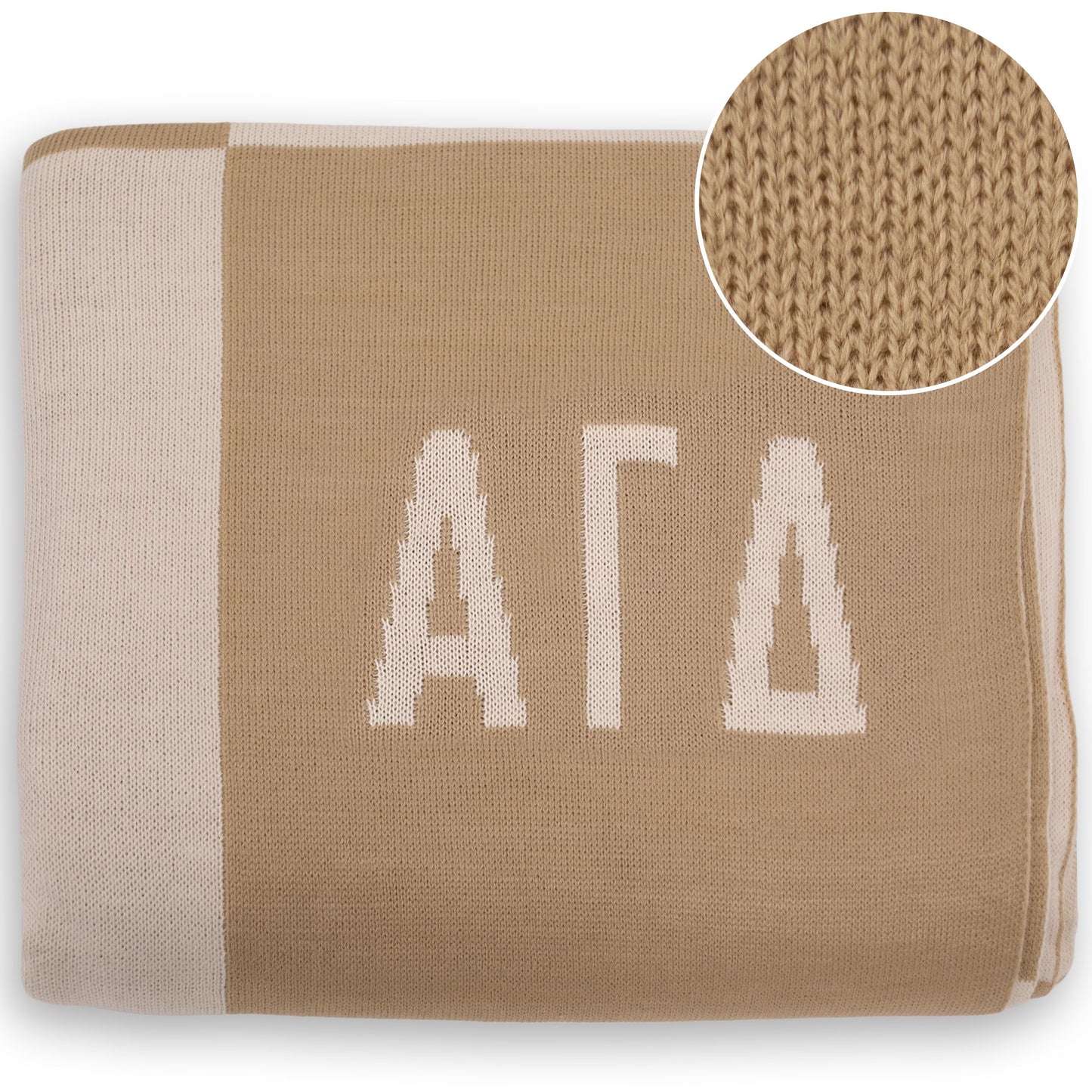 Alpha Gamma Delta Blanket - Acrylic Knit Checkered Blanket