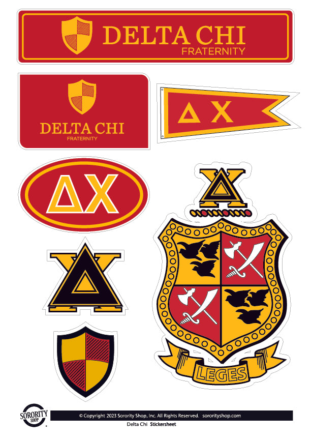 Delta Chi Fraternity Sticker Sheet- Brand Focus