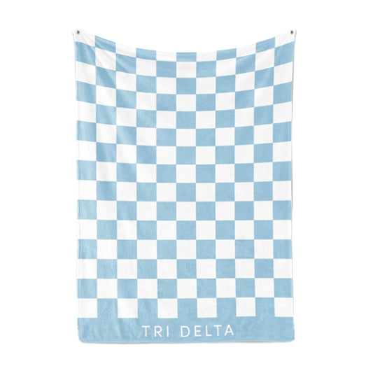 Tri Delta Blanket - Thick Checkered Sherpa Blanket