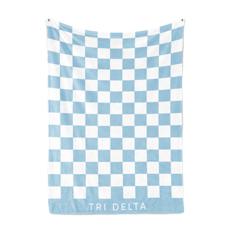 Tri Delta Blanket - Thick Checkered Sherpa Blanket