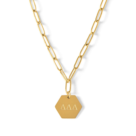 Delta Delta Delta Paperclip Necklace with DDD Sorority Pendant