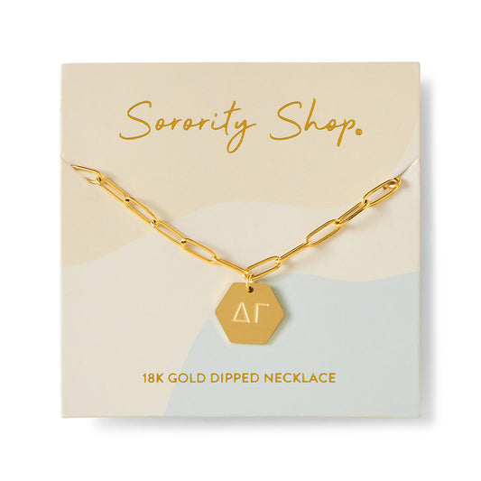 Delta Gamma Paperclip Necklace with DG Sorority Pendant
