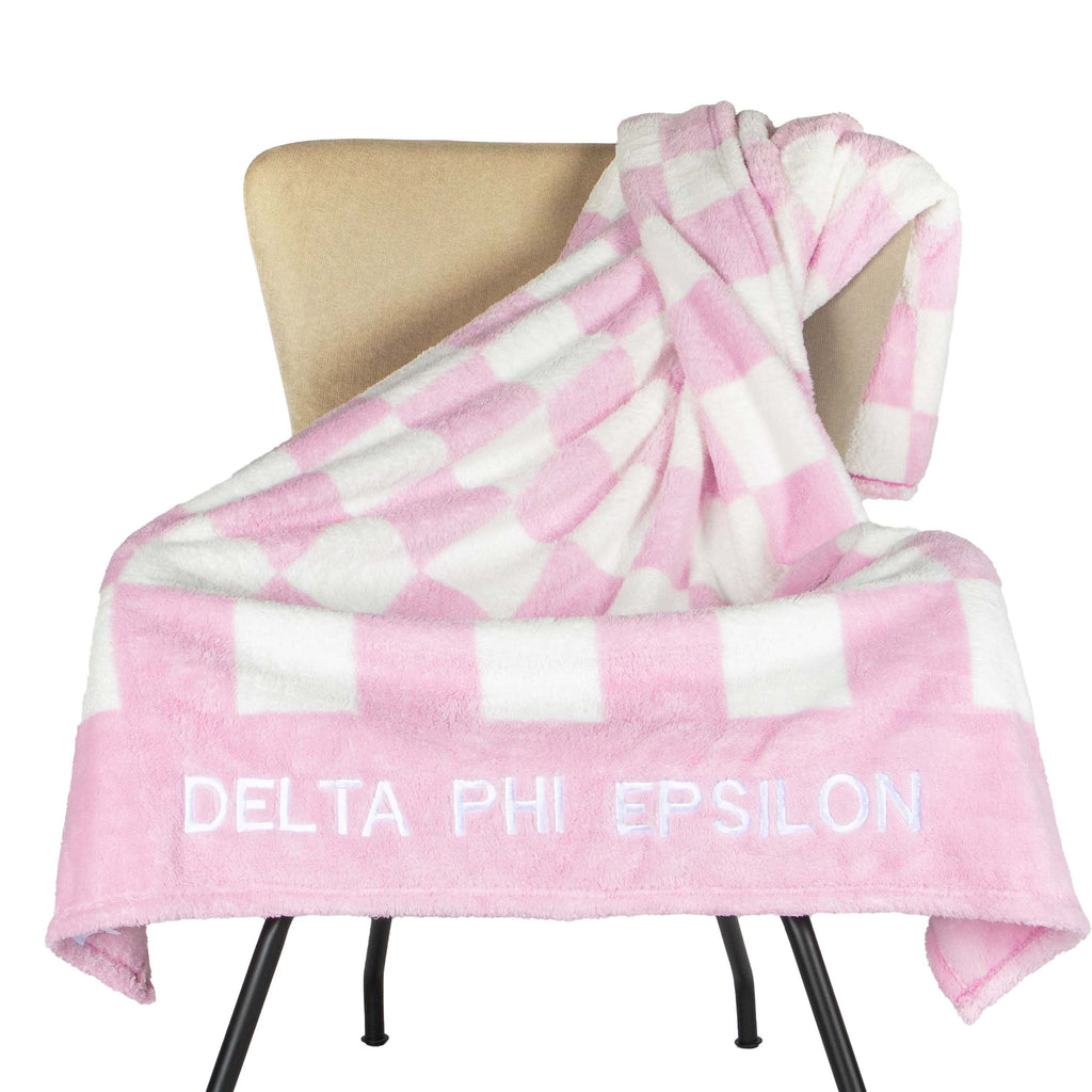 Delta Phi Epsilon Thick Blanket, Stylish Checkered Blanket 50in X 62in