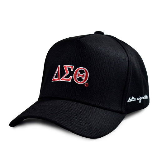 Delta Sigma Theta Sorority, Incorporated Baseball Cap- Brushed Cotton 5-Panel Black Hat