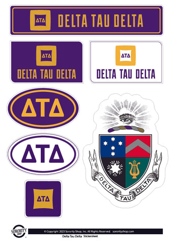 Delta Tau Delta Fraternity Sticker Sheet- Brand Focus