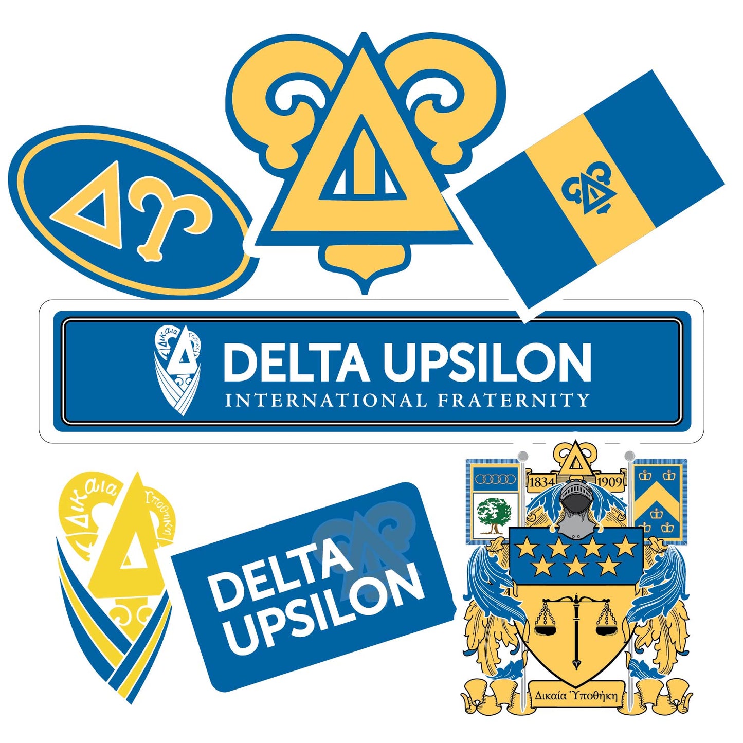 Delta Upsilon Fraternity Sticker Sheet- Brand Focus
