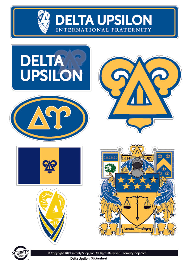 Delta Upsilon Fraternity Sticker Sheet- Brand Focus
