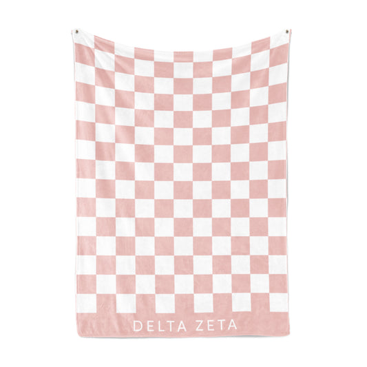 Delta Zeta Blanket - Thick Checkered Sherpa Blanket